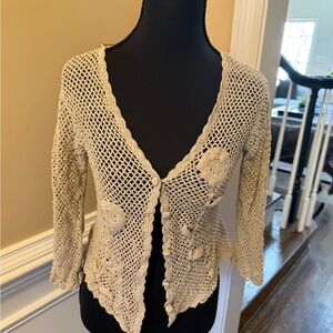 Pierre Cardin Beige Crochet Women's Cardigan